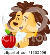 Poster, Art Print Of Cartoon Hedgehog Ready To Eat An Apple