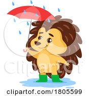 Poster, Art Print Of Cartoon Hedgehog In The Rain