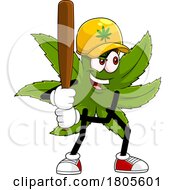 Poster, Art Print Of Cartoon Pot Leaf Mascot Batting