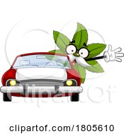 Poster, Art Print Of Cartoon Pot Leaf Mascot Driving A Car
