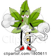 Cartoon Pot Leaf Mascot Smoking A Doobie