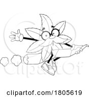 Poster, Art Print Of Cartoon Black And White Pot Leaf Mascot Riding A Doobie