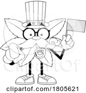 Poster, Art Print Of Cartoon Black And White Pot Leaf Mascot Uncle Sam
