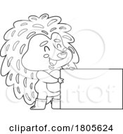 11/14/2023 - Cartoon Black And White Hedgehog Holding A Sign
