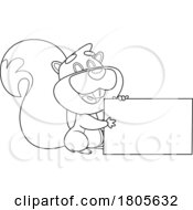 Poster, Art Print Of Cartoon Black And White Squirrel Holding A Sign