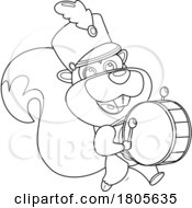 Poster, Art Print Of Cartoon Black And White Squirrel Marching Band Drummer