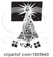Woodcut Style Christmas Tree in Black and White by xunantunich #COLLC1805640-0119