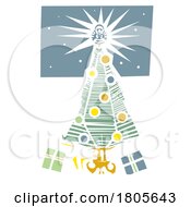 Woodcut Style Christmas Tree And Gifts
