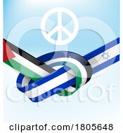 Peace Symbol Over Ribbon Flags Of Israel And Palestine In A Knot