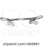 Poster, Art Print Of Sketched Black And White Skateboard