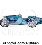 Poster, Art Print Of Clipart Vintage Blue Racing Car