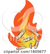 Cartoon Wood Pellets And Fire