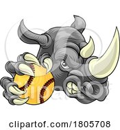 Poster, Art Print Of Rhinoceros Softball Mascot