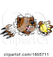 Poster, Art Print Of Bear Softball Animal Sports Team Mascot