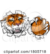 Poster, Art Print Of Tiger Basketball Ball Animal Sports Team Mascot
