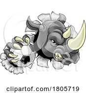 Poster, Art Print Of Rhinoceros Soccer Mascot