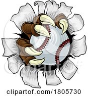 Poster, Art Print Of Baseball Ball Claw Cartoon Monster Animal Hand