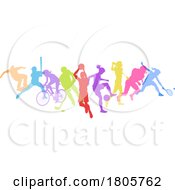 Poster, Art Print Of Sport Active Fitness Sports Silhouette People Set
