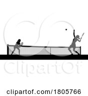 Tennis Women Playing Match Silhouette Players