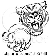 Poster, Art Print Of Tiger Cat Animal Sports Tennis Ball Mascot
