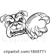 Poster, Art Print Of Bulldog Dog American Football Ball Sports Mascot