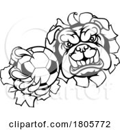 Poster, Art Print Of Bulldog Dog Soccer Football Ball Sports Mascot