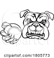 Poster, Art Print Of Bulldog Dog Animal Tennis Ball Sports Mascot