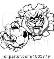 Poster, Art Print Of Panther Cougar Jaguar Cat Soccer Football Mascot