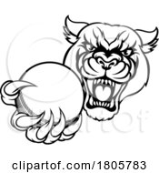 Poster, Art Print Of Panther Cougar Jaguar Cat Cricket Ball Mascot