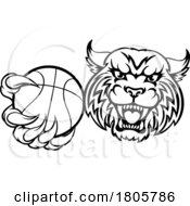 Poster, Art Print Of Wildcat Bobcat Cat Cougar Basketball Ball Mascot