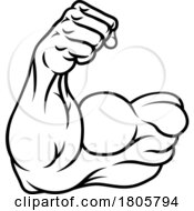 Strong Muscular Arm Bicep Muscle Cartoon Icon by AtStockIllustration
