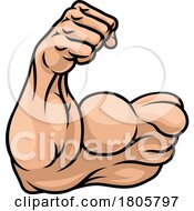 Poster, Art Print Of Strong Muscular Arm Bicep Muscle Cartoon Icon