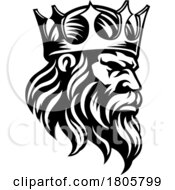 Poster, Art Print Of King Medieval Crown Head Man Mascot Face Icon