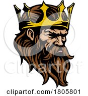 King Crown Warrior Head Mascot Medieval Face Man by AtStockIllustration