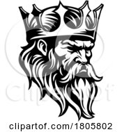 King Medieval Crown Head Man Mascot Face Icon