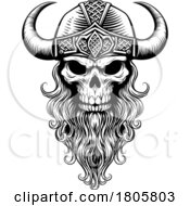 Poster, Art Print Of Viking Warrior Skull Man Mascot Face In Helmet