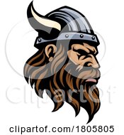 Poster, Art Print Of Viking Warrior Head In Helmet Mascot Face Man