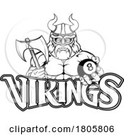 Poster, Art Print Of Viking Pool 8 Ball Billiards Mascot Cartoon