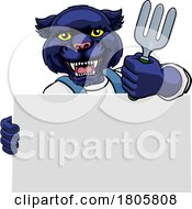 Gardener Panther Cartoon Tool Handyman Mascot