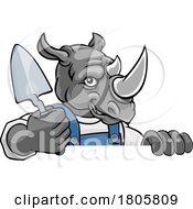 Rhino Bricklayer Builder Holding Trowel Tool