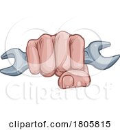 Spanner Wrench Fist Hand Comic Pop Art Cartoon by AtStockIllustration