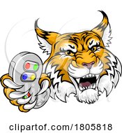 Wildcat Bobcat Gamer Video Game Animal Team Mascot by AtStockIllustration