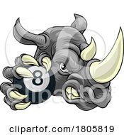 Poster, Art Print Of Rhino Rhinoceros Pool Cartoon Sports Mascot