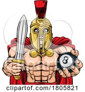 Poster, Art Print Of Spartan Trojan Pool Ball Billiards Mascot Cartoon