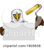 Poster, Art Print Of Eagle Painter Decorator Paint Roller Mascot Man