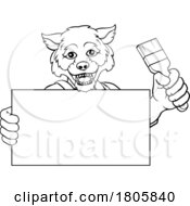 Poster, Art Print Of Wolf Painter Decorator Paint Brush Mascot Man