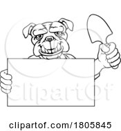 Poster, Art Print Of Gardener Tool Farmer Bulldog Dog Cartoon Mascot