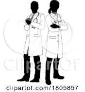 Male And Female Doctors Man And Woman Silhouette by AtStockIllustration