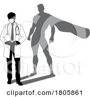 11/14/2023 - Superhero Doctor With Super Hero Shadow Silhouette