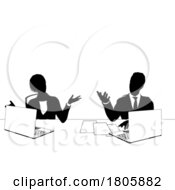 11/14/2023 - News Anchors Business People At Desk Silhouette